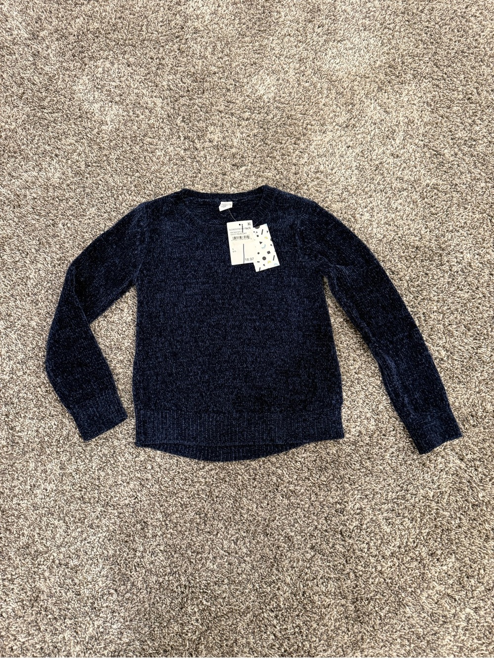 Nordstrom Navy Chenille Crewneck Sweater